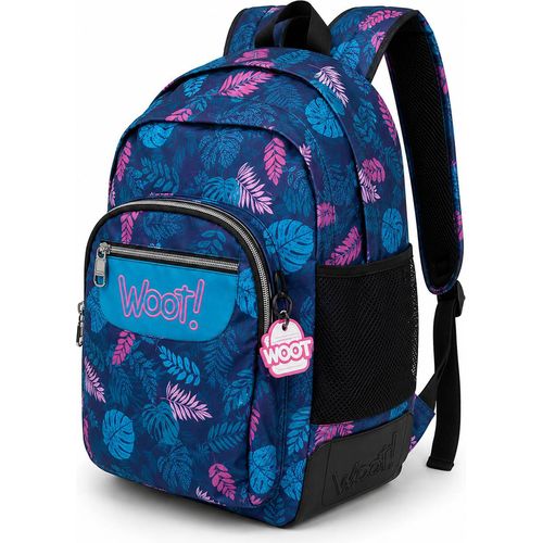Woot Navy Blue and Pink Tropical School Backpack - 2