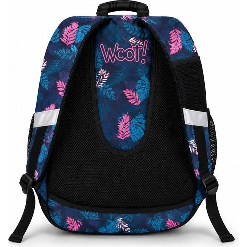 Woot Navy Blue and Pink Tropical School Backpack - 3