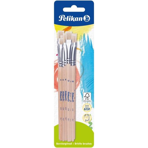 Set de 10 Pinceaux Plats Pelikan à Poils Naturel 613F 