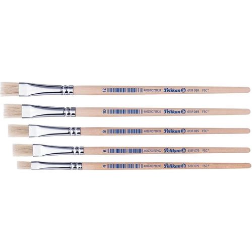 Set de 10 Pinceaux Plats Pelikan à Poils Naturel 613F  - 2