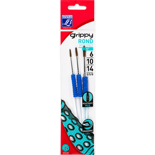 Set de 3 Pinceaux Ronds Lefranc Bourgeois Grippy – Tailles 6, 10 et 14