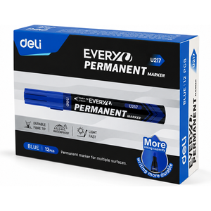 Marqueur Permanent Deli U217 Bleu – Boîte de 12 Marqueurs