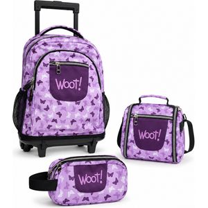 cartable scolaire à roulette WOOT! 3 Pièces - Papillons Violet
