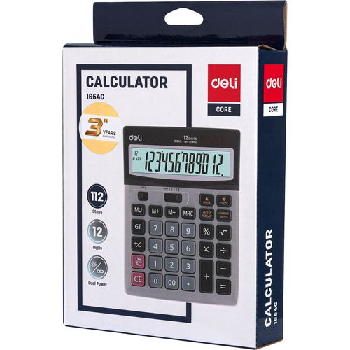 آلة حاسبة Deli 1654C المكتبية – شاشة LCD كبيرة بـ 12 رقم - 2