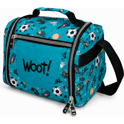 حقيبة مدرسية بعجلات WOOT! من 3 قطع – كرة قدم باللون الأزرق الفيروزي - 4