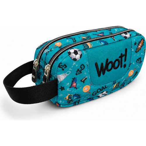 حقيبة مدرسية بعجلات WOOT! من 3 قطع – كرة قدم باللون الأزرق الفيروزي - 6