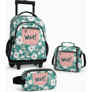 Cartable scolaire à roulette WOOT! 3 Pièces - Motif Floral