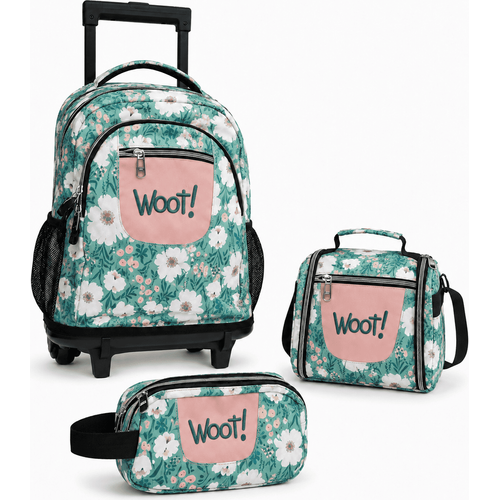 Cartable scolaire à roulette WOOT! 3 Pièces - Motif Floral