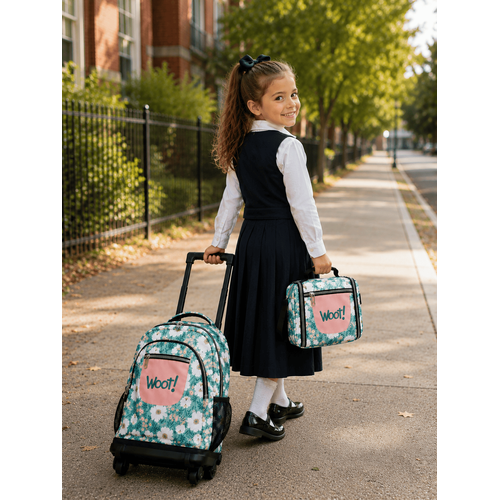 Cartable scolaire à roulette WOOT! 3 Pièces - Motif Floral - 2