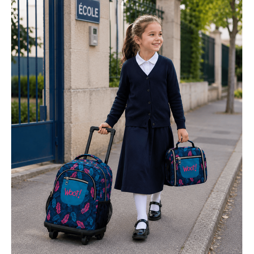 cartable scolaire à roulette WOOT! 3 Pièces - Feuillage Tropical - 2