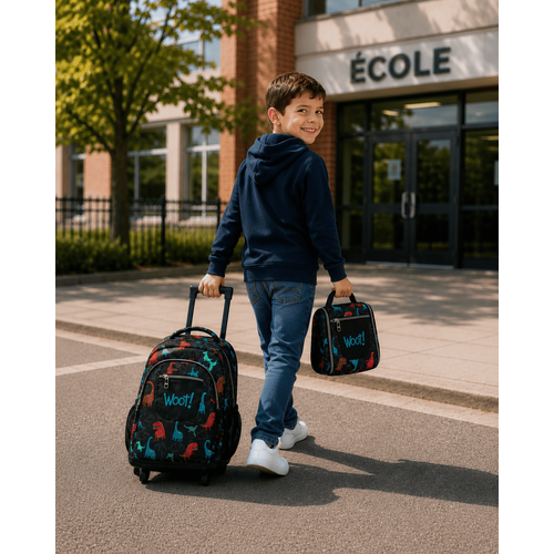 Cartable scolaire à roulette WOOT! 3 Pièces - Motif Dinosaur - 2