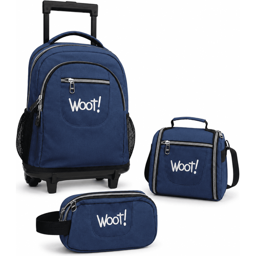 Cartable scolaire à roulette WOOT! 3 Pièces - Bleu