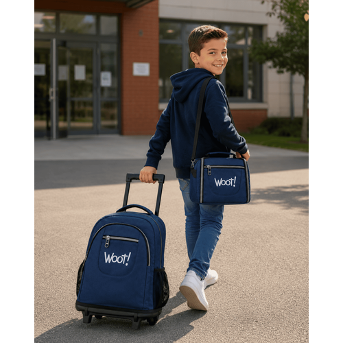 Cartable scolaire à roulette WOOT! 3 Pièces - Bleu - 2
