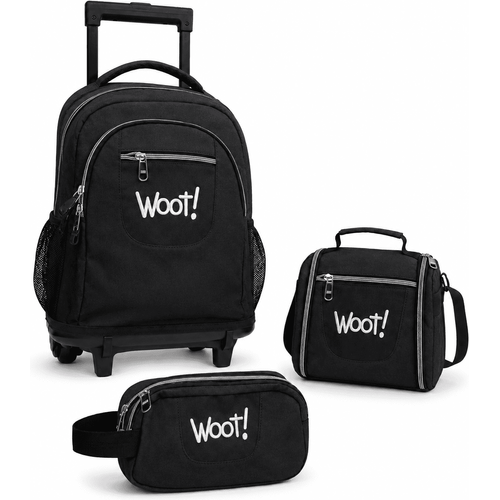 Cartable scolaire à roulette WOOT! 3 Pièces - Noir