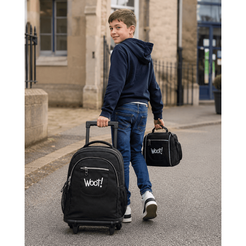 Cartable scolaire à roulette WOOT! 3 Pièces - Noir - 2