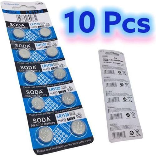 Soda Lot de 10 Piles LR1130 / AG10 / 389A 1,5V Alcalines