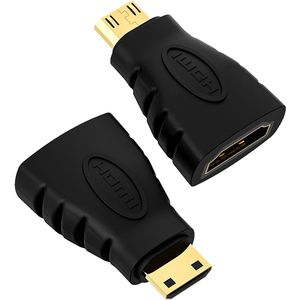 VCE Lot de 2 Adaptateurs Mini HDMI Mâle vers HDMI Femelle Plaqués Or – Support 4K Ultra HD, 3D et Full HD
