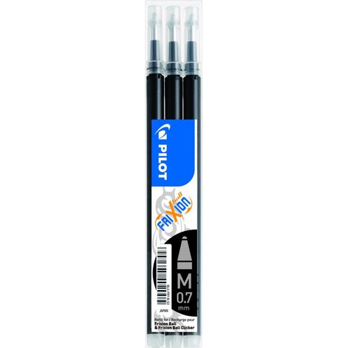 Stylo effaçable Pilot Frixion Ball Recharge 0.7 mm Noir – Pack de 3 Recharges
