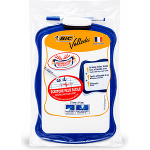 Ardoise Scolaire BIC Velleda Double Face 21 x 31 cm avec Feutre et Effacette - Bleu