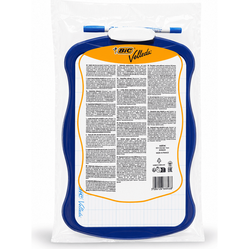 سبورة BIC Velleda مدرسية مزدوجة الوجه 21 × 31 سم مع قلم سبورة وممسحة – زرقاء - 2