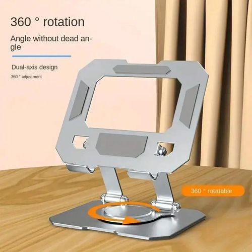 Accessoires pour tablette tactile Support de Tablette en Aluminium, Rotatif 360, pliable pour Téléphones, tablettes, iPad - Gris - 3