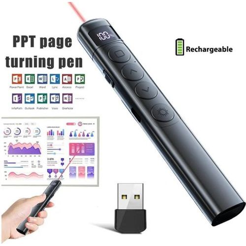 Pointeur Laser Rechargeable USB pour Présentation PowerPoint avec Télécommande Sans Fil - 2