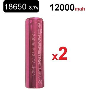 2 Batteries 3.7v 12000 mAh 18650 Li-ion Rechargeable
