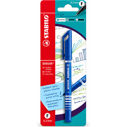 Stylo Fineliner STABILO SENSOR Bleu 0,3 mm – Pointe Fine Amortie - 2