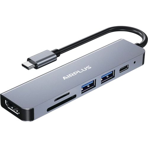 Hub USB-C AirPlus 6-en-1 : HDMI, PD 87 W, USB 3.0, SD et microSD