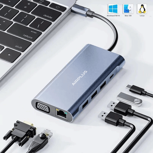 Station USB-C AirPlus 11-en-1 : HDMI 4K, VGA, Ethernet, PD 100 W - 2