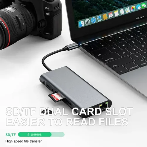 Hub USB-C 11-en-1 vers HDMI 4K, VGA, RJ45 et audio - 3