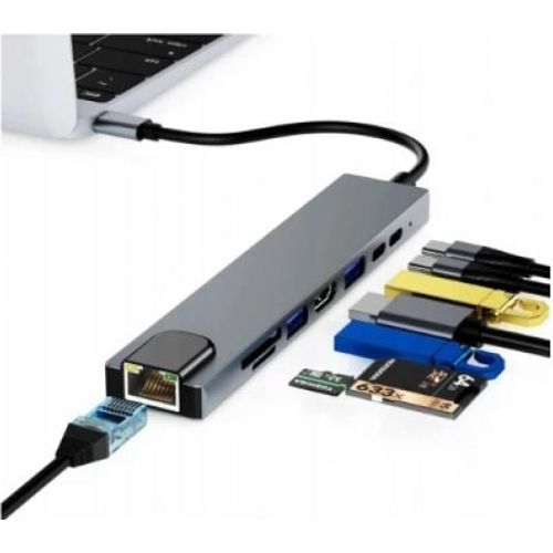 Adaptateur USB-C 8-en-1 : HDMI 4K, RJ45 gigabit, USB 3.0 et lecteur SD - 2