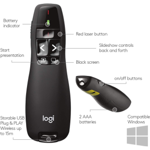 Présentateur sans fil Logitech R400 avec pointeur laser - 3