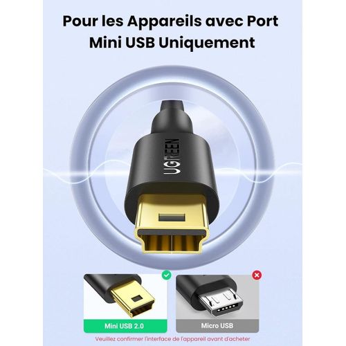 Câble USB 2.0 vers mini USB 5 broches 1,5 m - 2