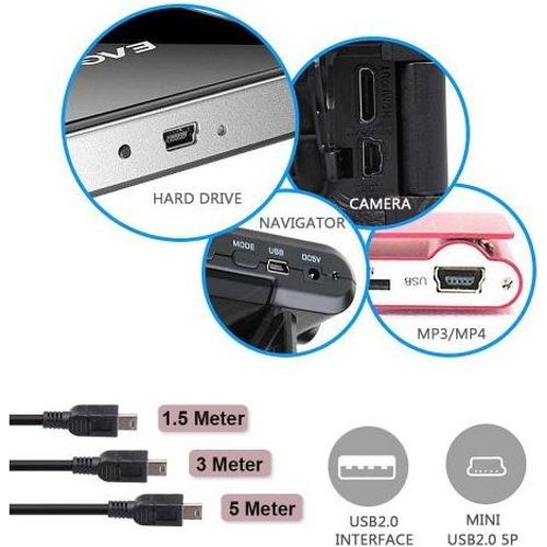 Câble mini USB V3 1,5 m - charge et données - 3