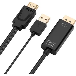 Câble adaptateur HDMI vers DisplayPort 4K 1,8 m avec alimentation USB