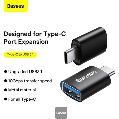 Adaptateur Baseus USB-C mâle vers USB 3.1 femelle noir - 2