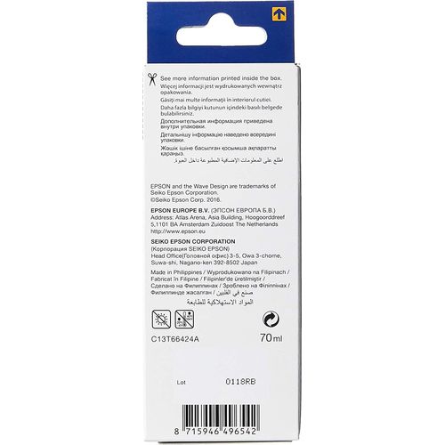 Encre Epson 664 Cyan 70 ml - bouteille originale EcoTank - 2
