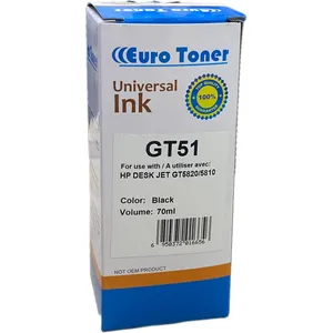 Encre compatible HP GT51 Noir 70 ml - bouteille EuroToner