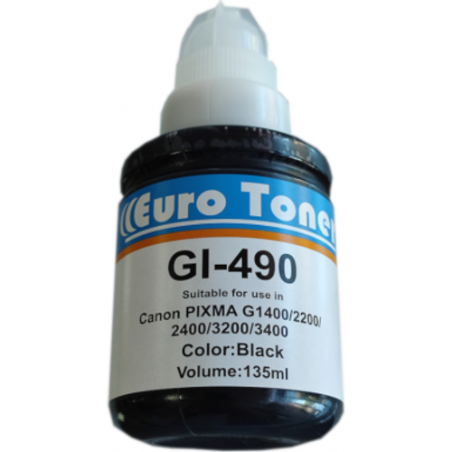Encre compatible Canon GI-490 Noir 70 ml - bouteille EuroToner - 2