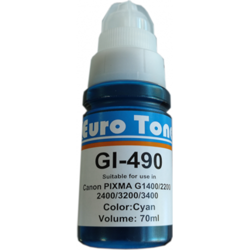 Encre compatible Canon GI-490 Cyan 70 ml - bouteille EuroToner - 3