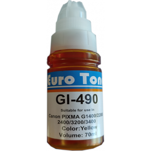 Encre compatible Canon GI-490 Jaune 70 ml - bouteille EuroToner