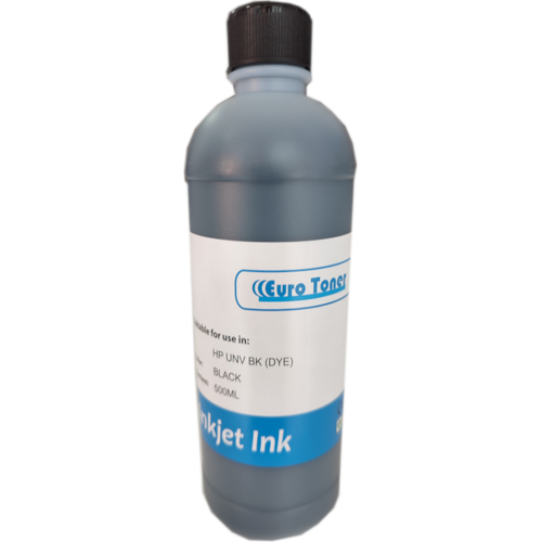 Encre de recharge EuroToner noir 500 ml pour cartouches HP et Canon