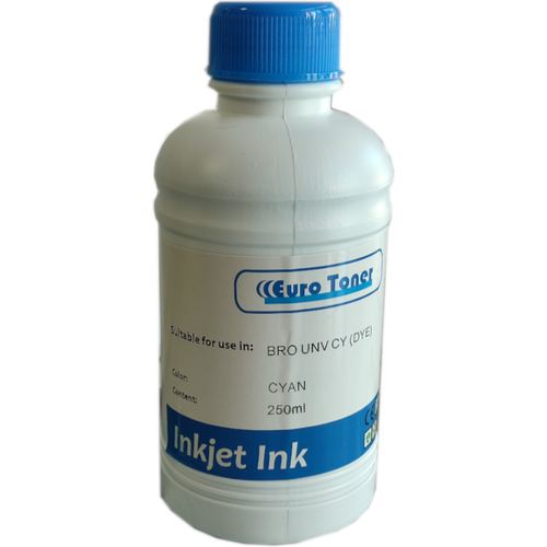 Encre de recharge EuroToner cyan 250 ml pour cartouches HP et Canon