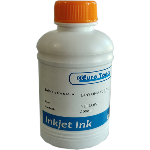Encre de recharge EuroToner jaune 250 ml pour cartouches HP et Canon