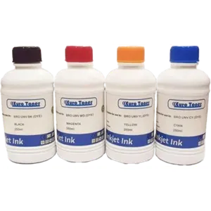 Pack 4 encres de recharge EuroToner 250 ml - noir, cyan, magenta, jaune