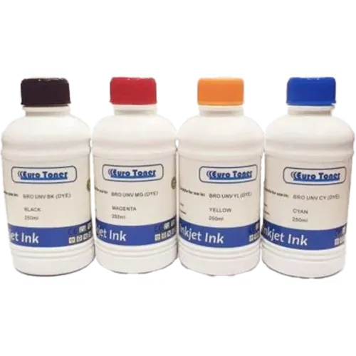 Pack 4 encres de recharge EuroToner 250 ml - noir, cyan, magenta, jaune