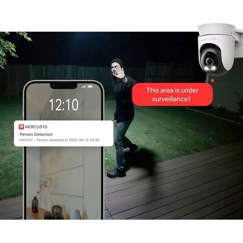 كاميرا واي فاي Mercusys خارجية بدقة 2K 3MP بدوران 360° مع صوت (MC510) - 2