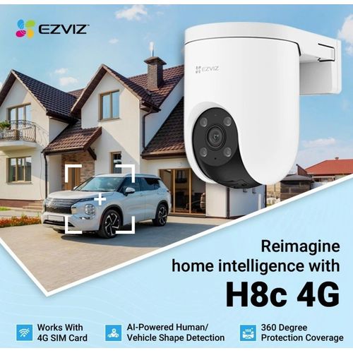 كاميرا EZVIZ H8c بشريحة 4G بدقة 2K بدوران 360° ورؤية ليلية ملونة مع صوت - 2