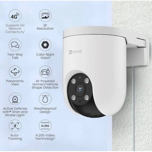 كاميرا EZVIZ H8c بشريحة 4G بدقة 2K بدوران 360° ورؤية ليلية ملونة مع صوت - 4